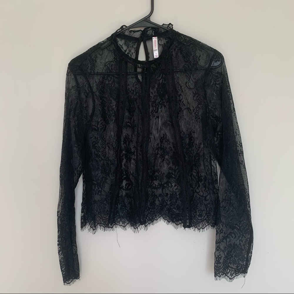 Black long sleeve lace blouse